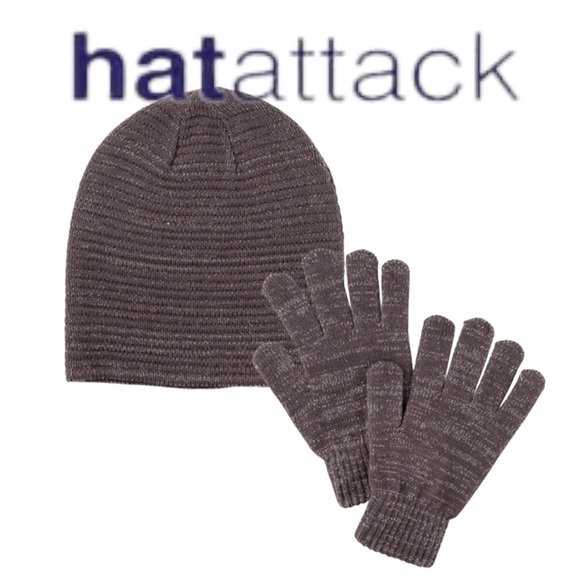 Hat Attack Accessories - NWT Hat Attack Sparkle Beanie & Gloves Set, Gray